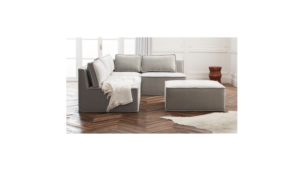 Quattro Sharkskin Light Grey Velvet Tufted 4-Piece ...