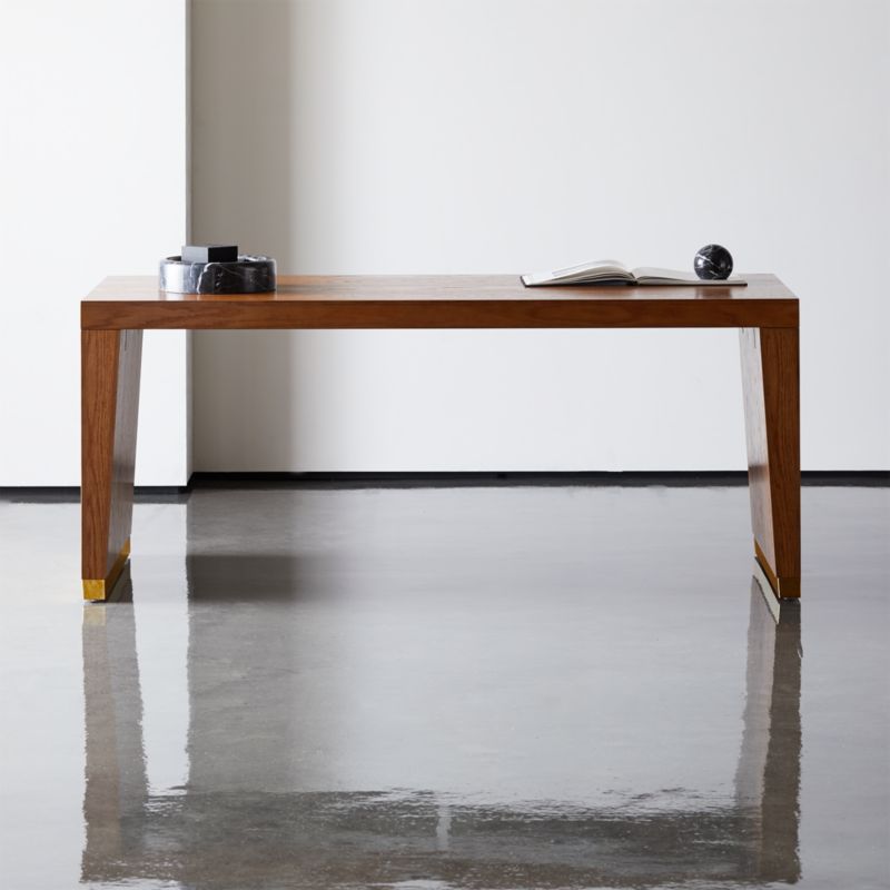 Elemental Large Wood Desk Table Reviews Cb2