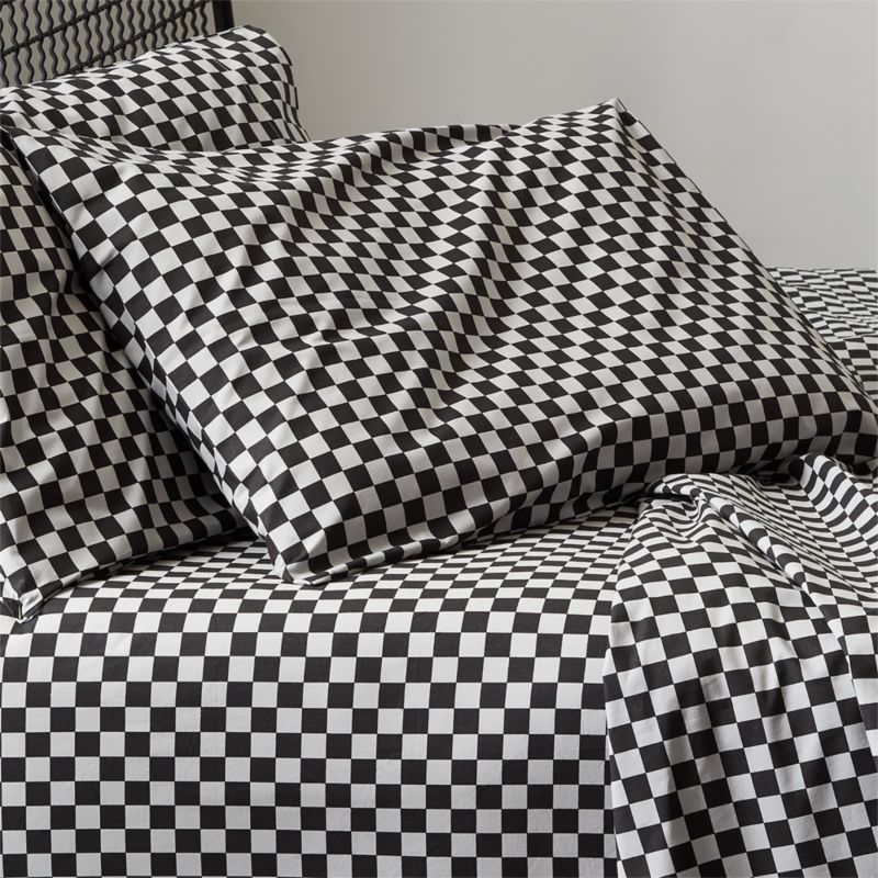 Speciale Grey And Black Checkered Sheet Set Sold Out Cb2