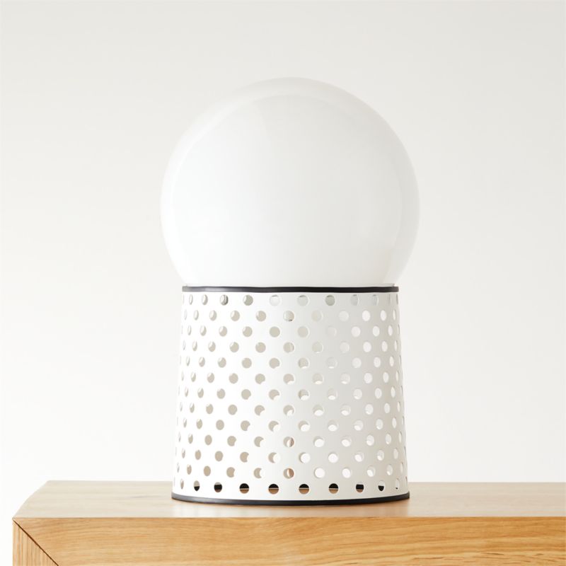 white globe table lamp