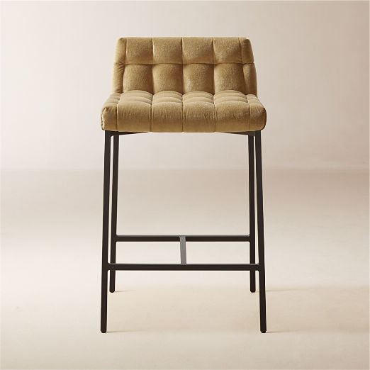 Gabe Gold Tufted Low-Back Counter Stool