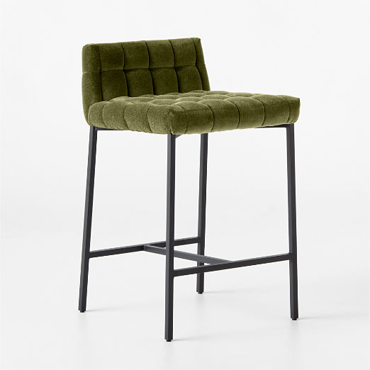 Gabe Pesto Tufted Low-Back Counter Stool