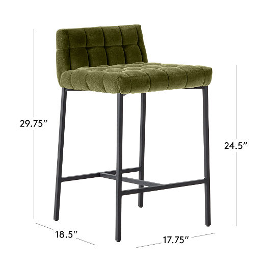 Gabe Pesto Tufted Low-Back Counter Stool