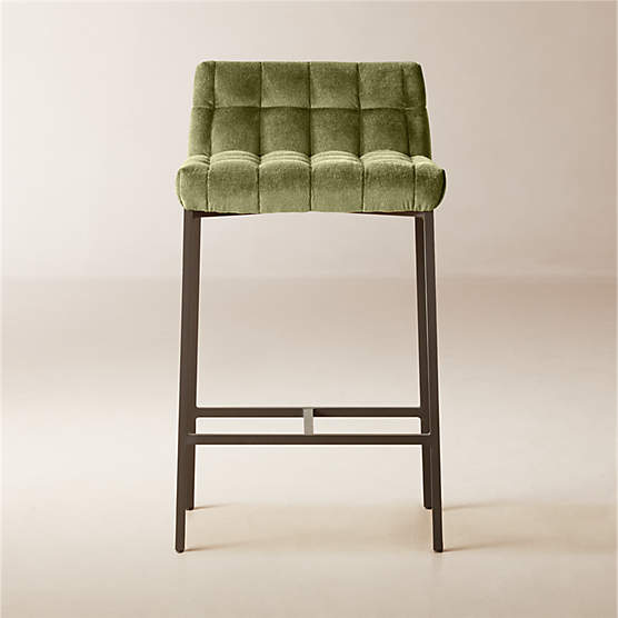 Gabe Pesto Tufted Low-Back Counter Stool