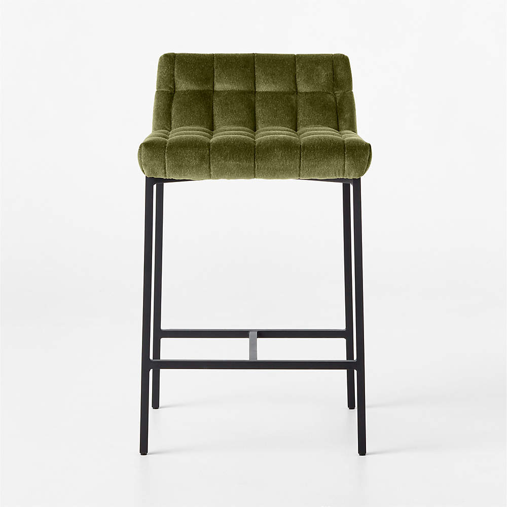 Gabe Modern Pesto Low Back Tufted Counter Stool Reviews CB2