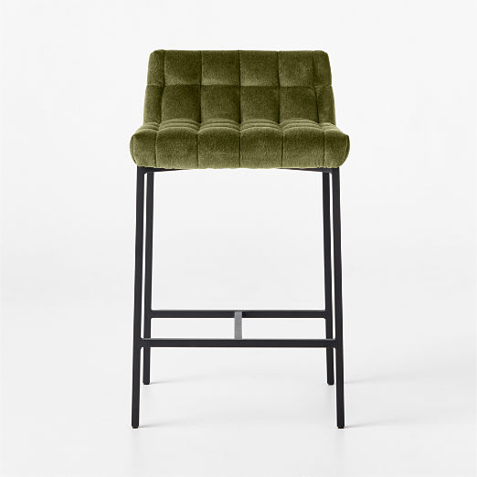 Gabe Pesto Tufted Low-Back Counter Stool