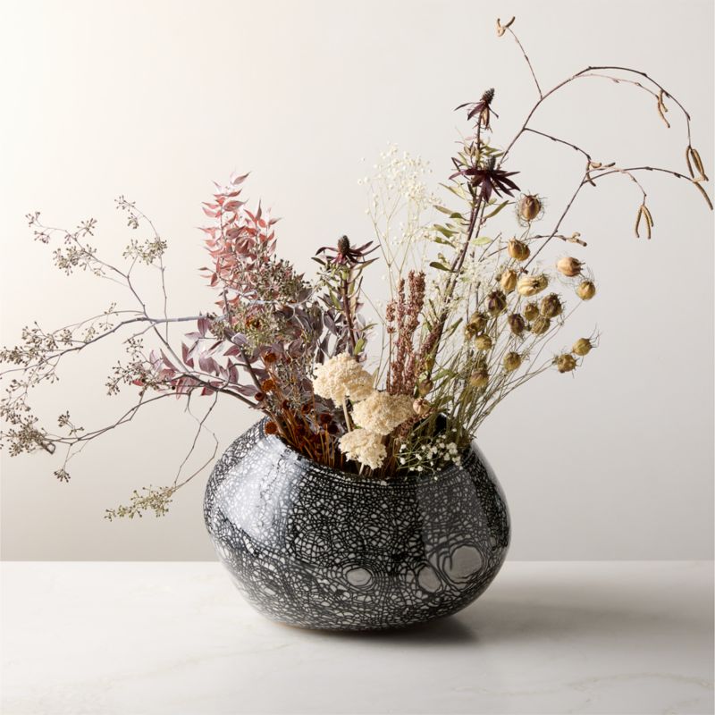 Gaeta Black and White Ceramic Decorative Bowl with Reactive Glaze - image 0 of 5