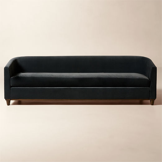Galerie 100" Dark Blue Velvet Sofa by Todd Snyder
