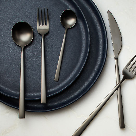 Galileo 5-Piece Brushed Black Flatware Set