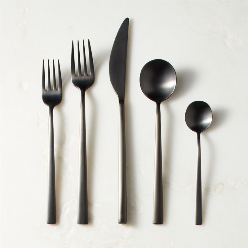 20-Piece Abe Brushed Black Flatware Set + Reviews