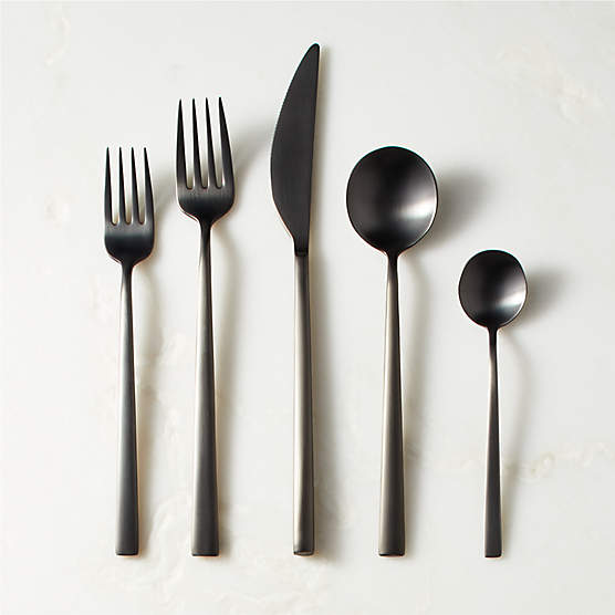 Galileo 5-Piece Brushed Black Flatware Set