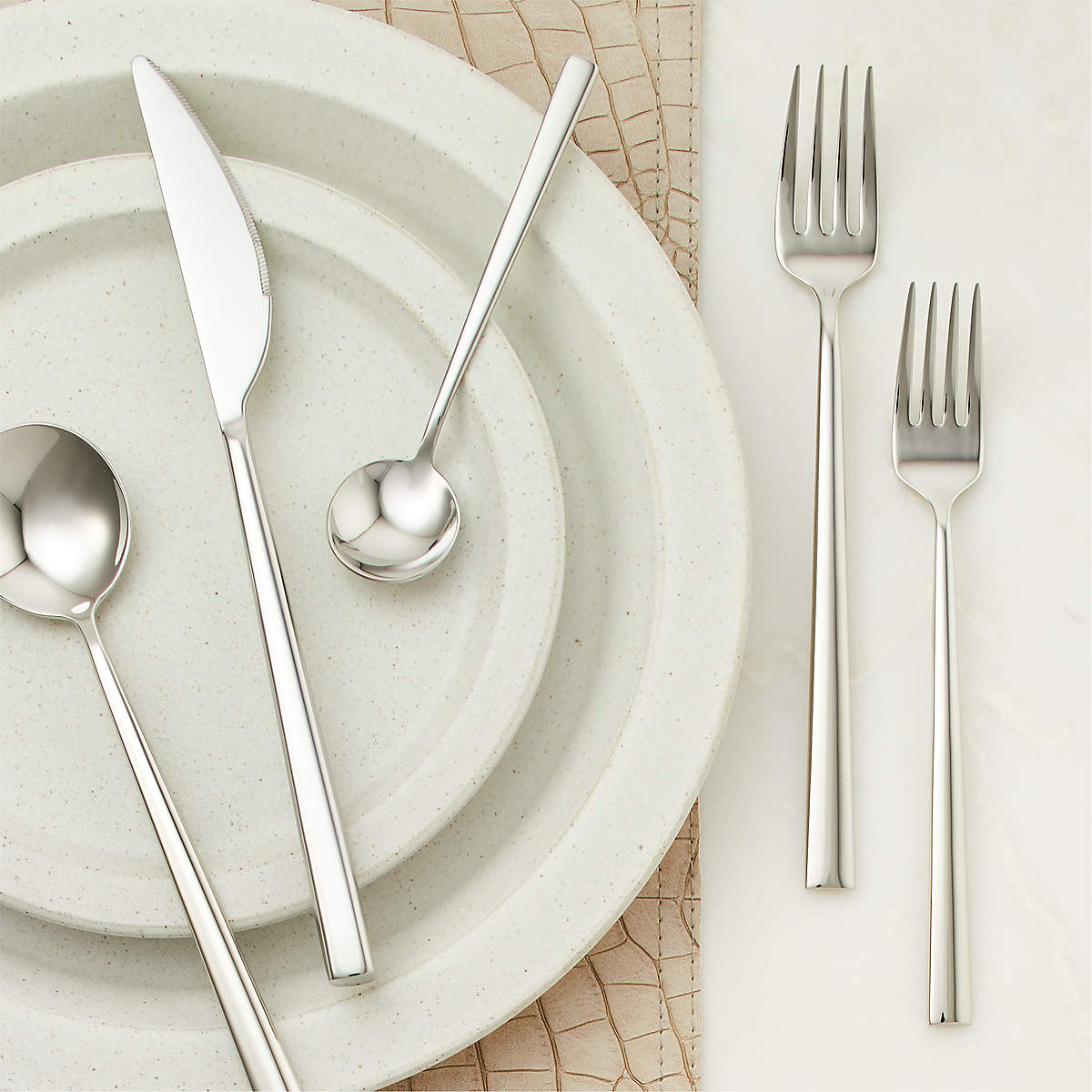 Galileo 5-Piece Brushed Gold Flatware Set + Reviews | CB2