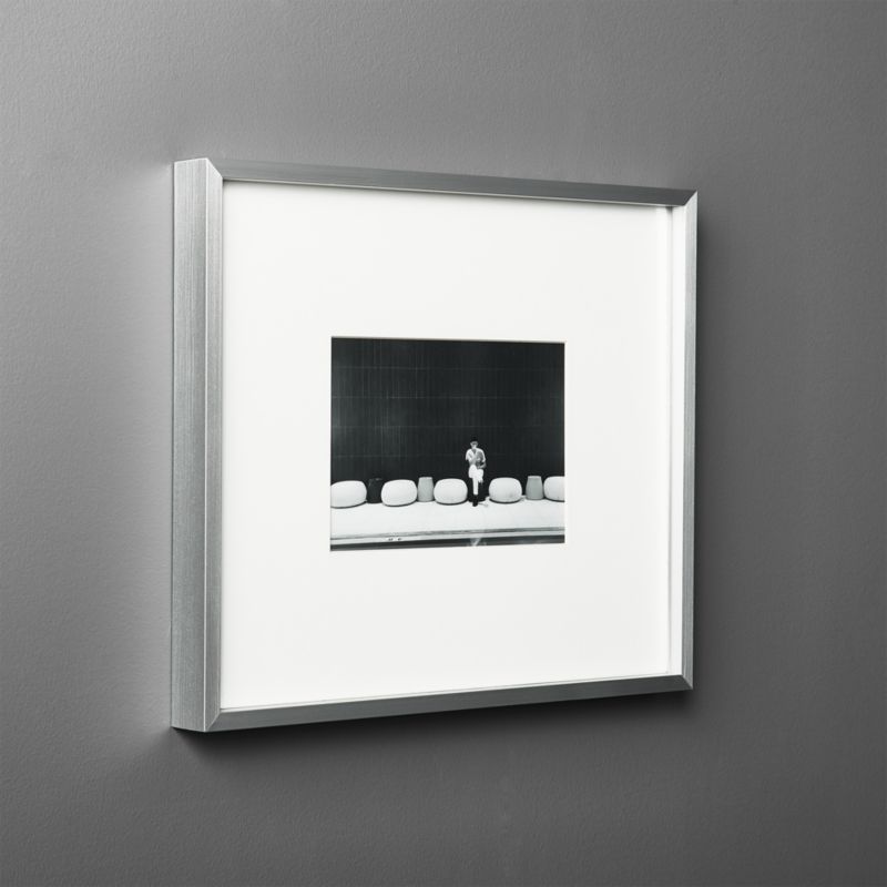 View Gallery Brushed Silver Picture Frame with White Mat 5"x7" details