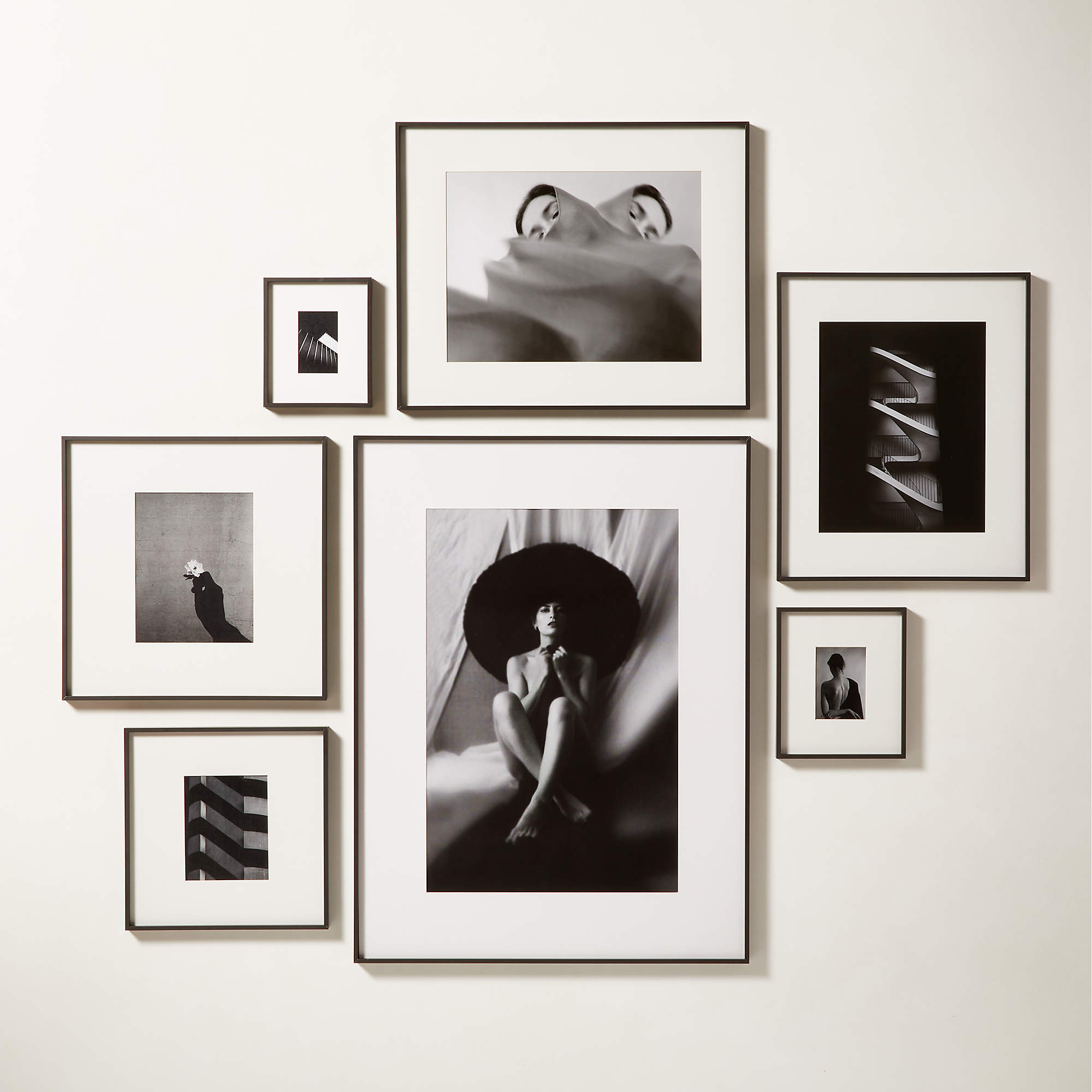 Gallery Soft Black Picture Frames with White Mats CB2