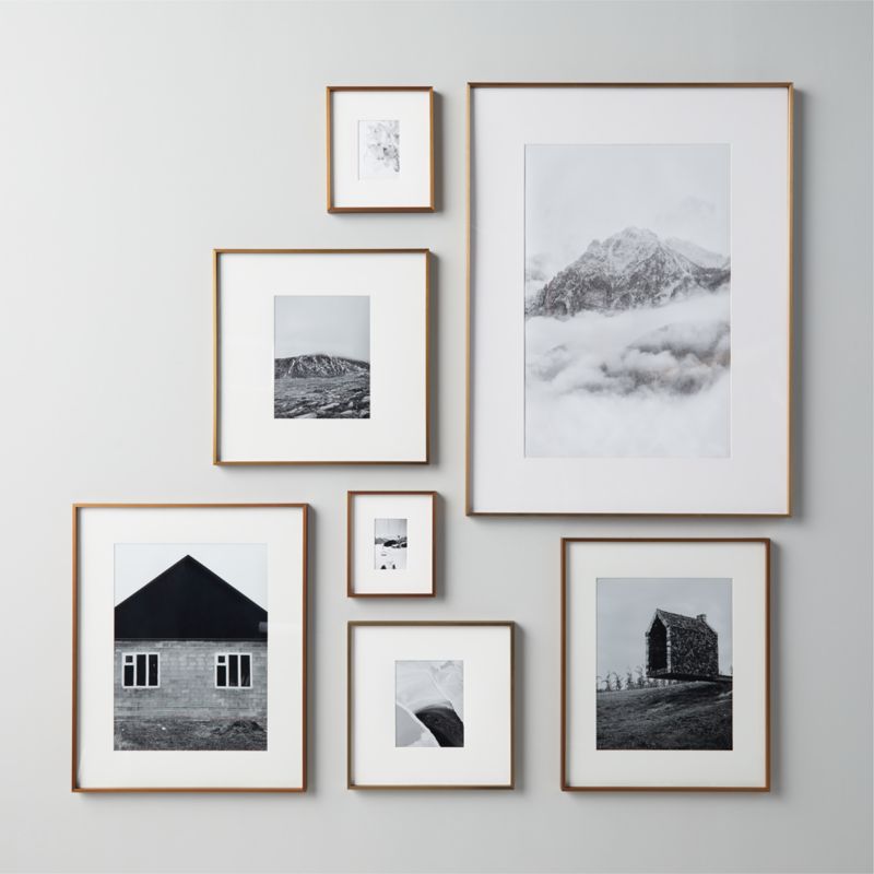 Gallery Brass Picture Frames with White Mats | CB2