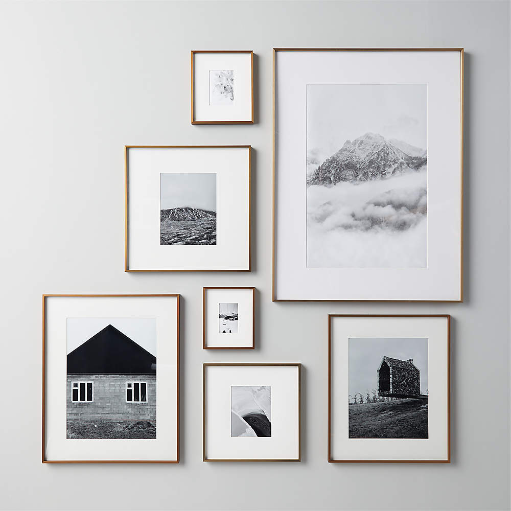 Gallery Brass Picture Frames with White Mats | CB2 Canada