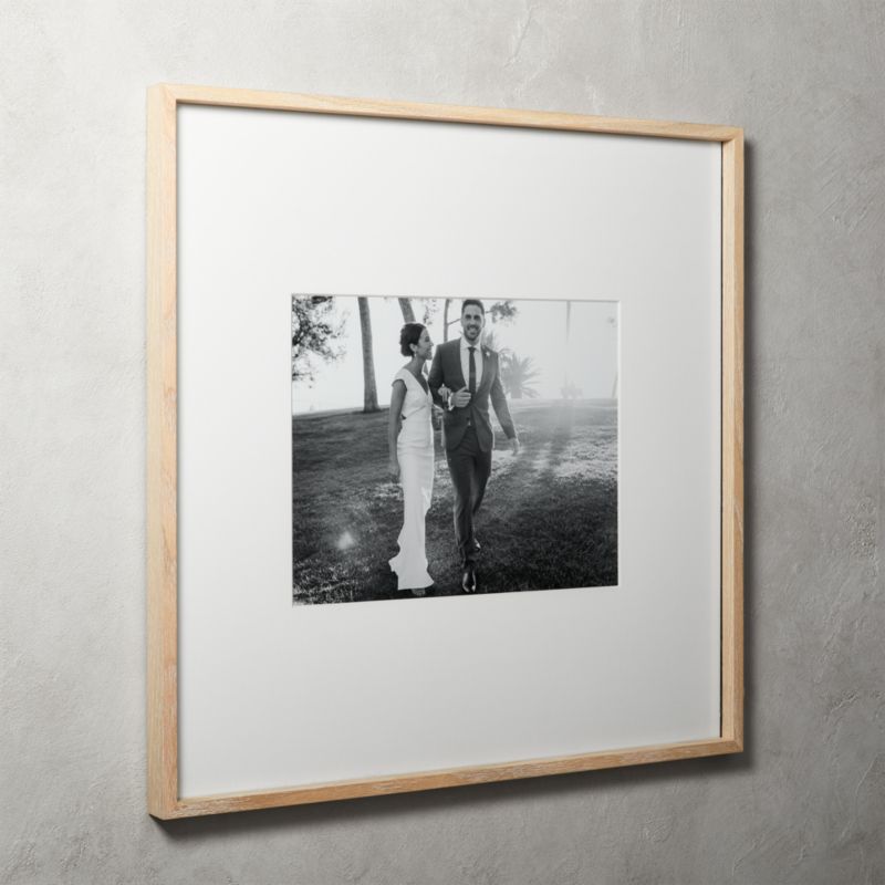 Gallery Oak Picture Frames With White Mat 11x14 Reviews CB2   GalleryFr11X14BlchdOkWtMtSHF18