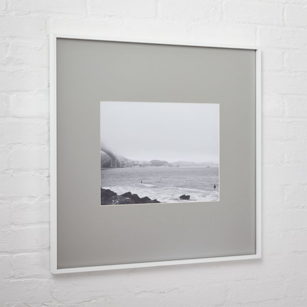 gallery white 11x14 picture frame with grey mat + Reviews CB2