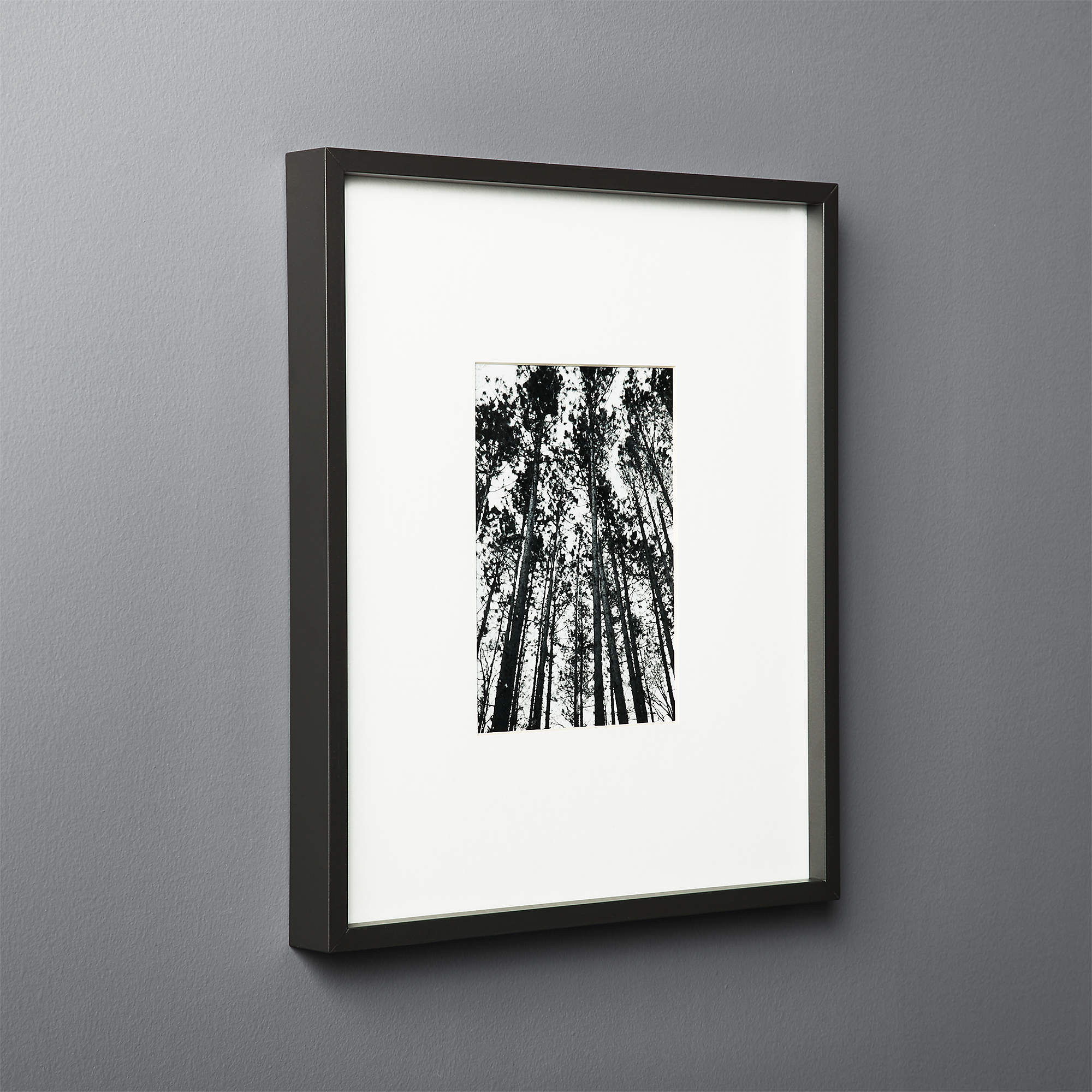 Gallery Soft Black Picture Frame with White Mat 5"x7" + Reviews CB2