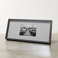 gallery black 5x7 picture frame with grey mat + Reviews | CB2