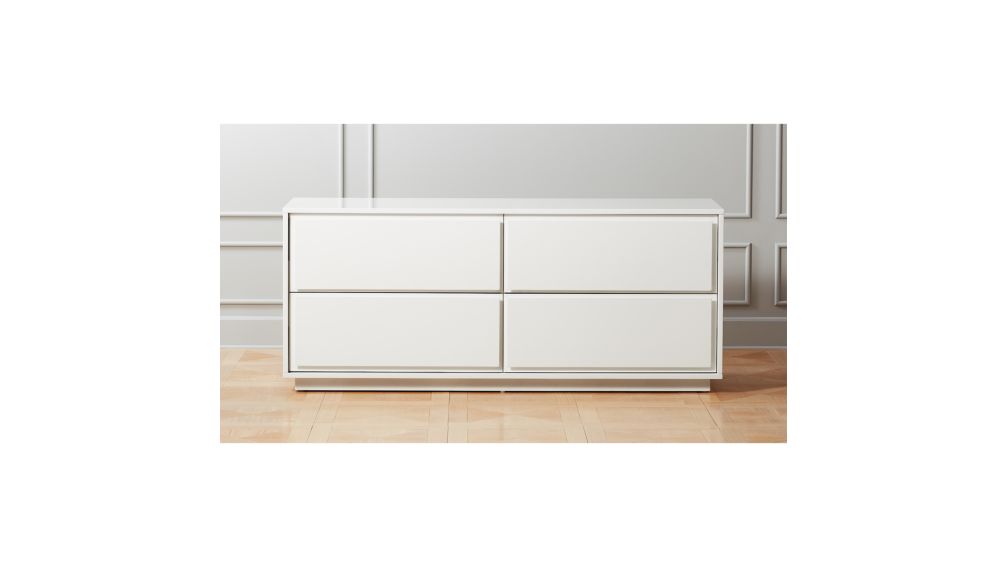 Gallery White 4-Drawer Low Dresser + Reviews | CB2