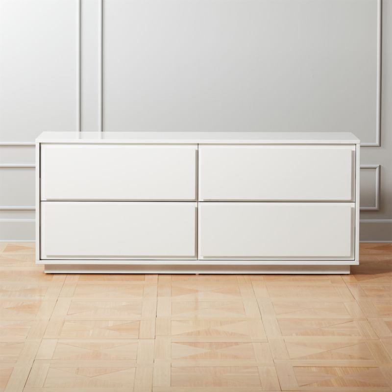 Gallery White Modern 4Drawer Low Dresser + Reviews CB2