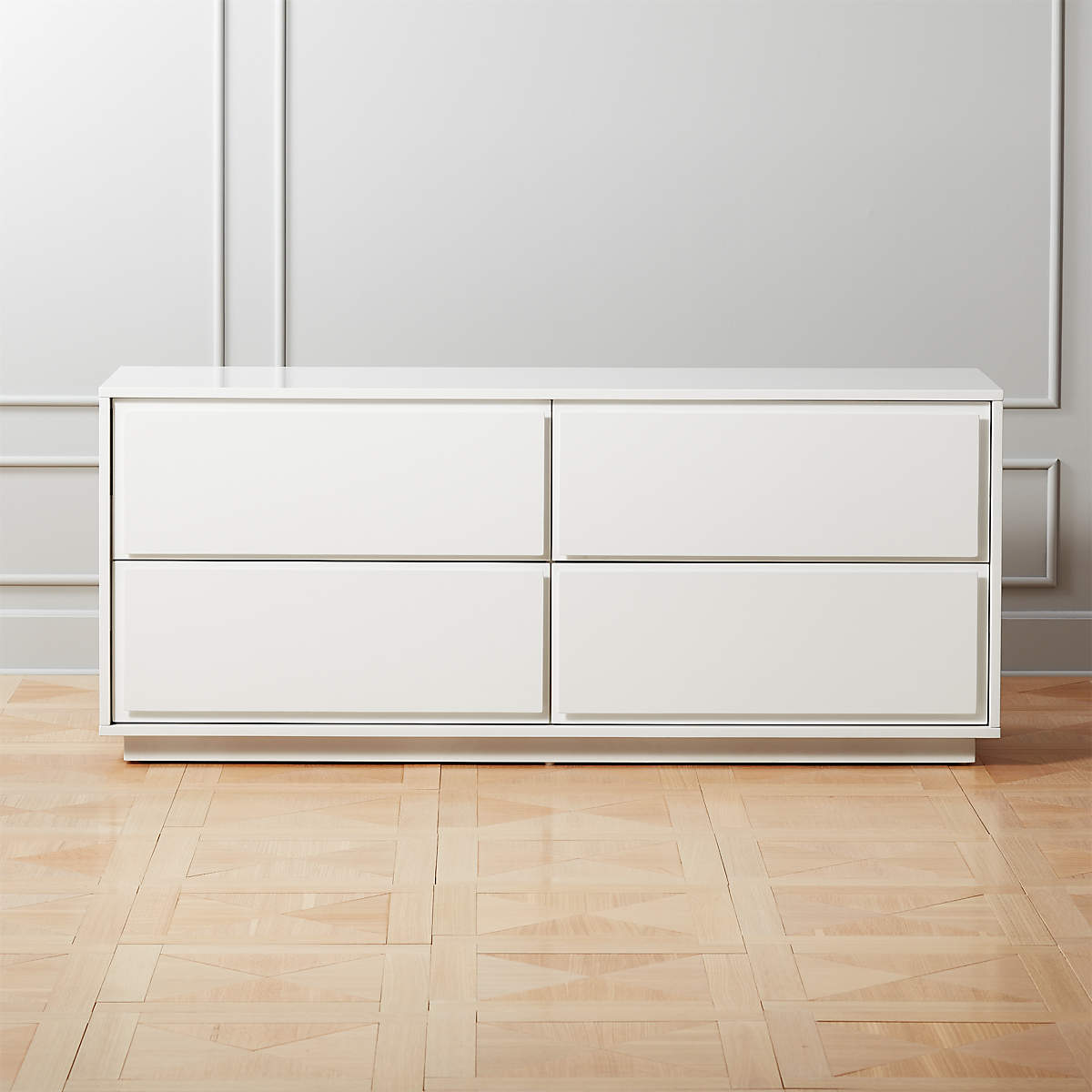 Gallery Low 4-Drawer White Dresser + Reviews | CB2