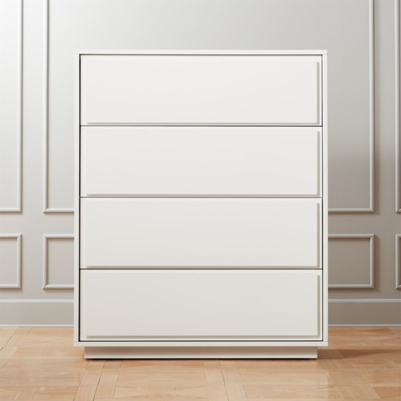Gallery White Modern 4-Drawer Tall Chest + Reviews | CB2