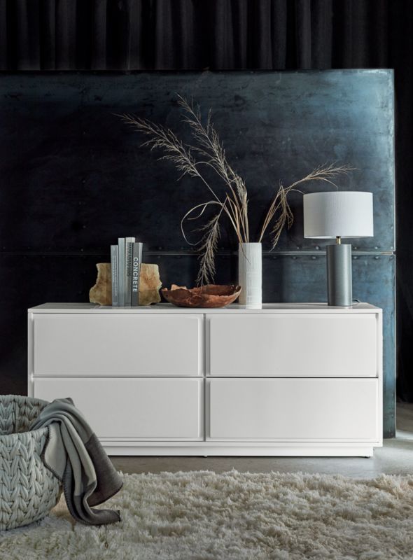 Gallery 4-Drawer Low White Dresser + Reviews | CB2