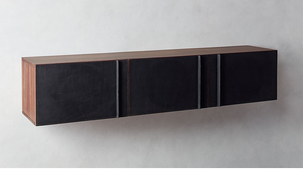 Gather Leather Wall Mounted Storage Cabinet Reviews Cb2