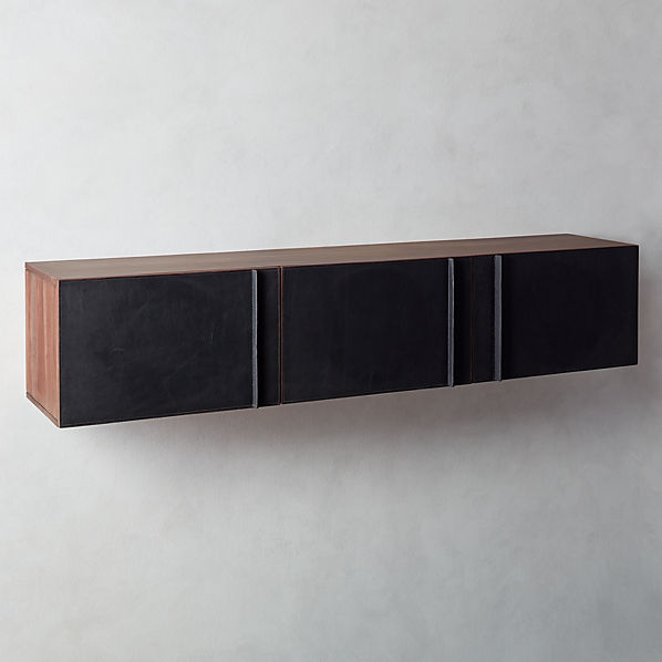 Gather Leather Wall Mounted Storage Cabinet Reviews Cb2