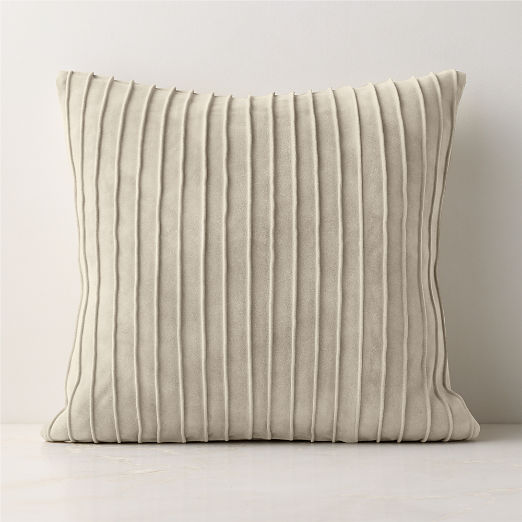 Gathered Light Taupe Suede Throw Pillow with Down-Alternative Insert 20"x20"