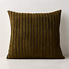 Gathered Olive Green Suede Throw Pillow with Down-Alternative Insert 20"x20"