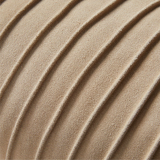 Gathered Light Taupe Suede Lumbar Pillow 48''x12''