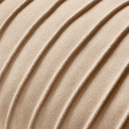 Gathered Light Taupe Suede Lumbar Pillow 48''x12''