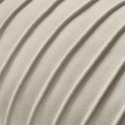 Gathered Light Taupe Suede Lumbar Pillow with Down-Alternative Insert 48"x12"