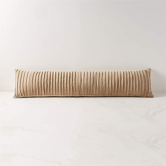 Gathered Suede Lumbar Pillow Cover 48''x12''