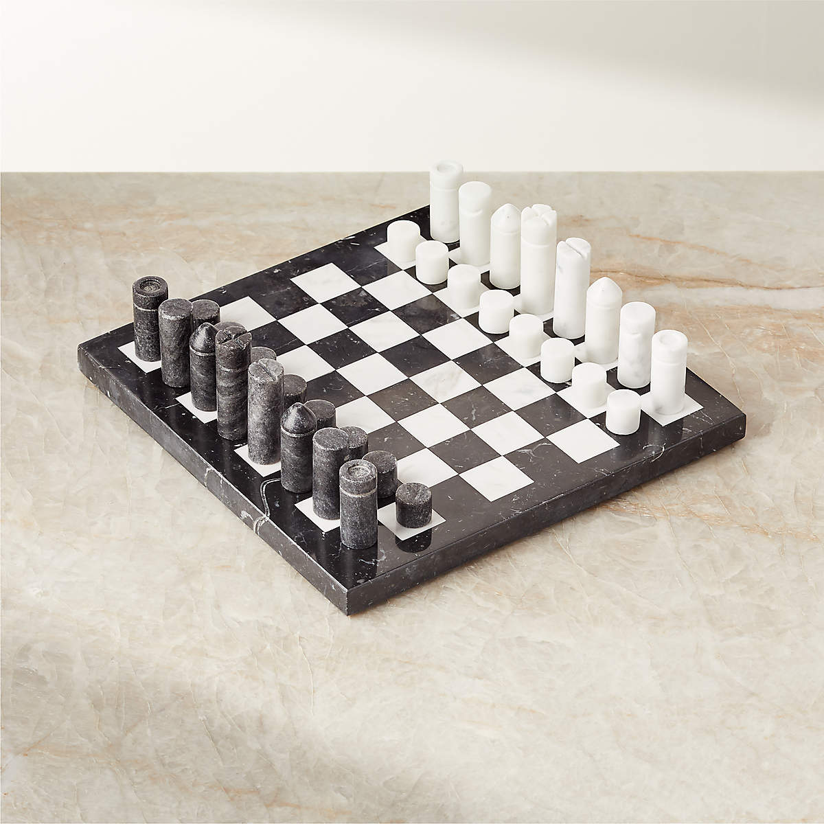 Gatz Black and White Marble Chess Set