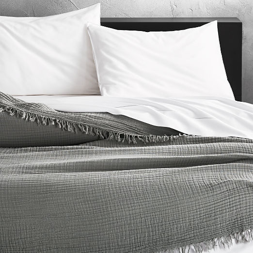 Modern Bedding Sheets Sets And Duvet Covers Cb2 Gauze Grey Lightweight Blanket