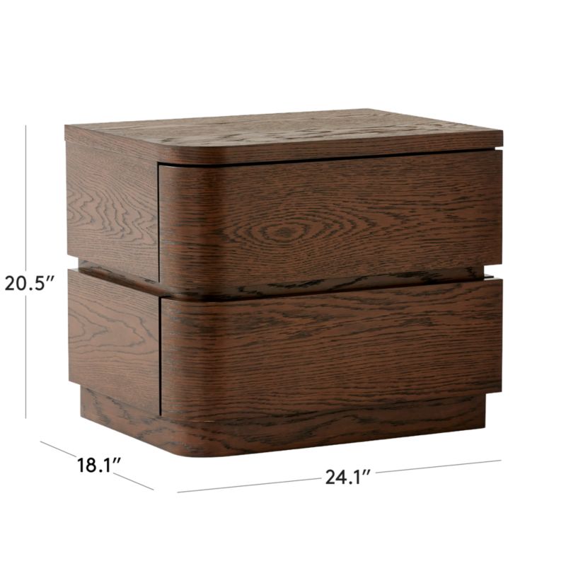 Gavin 2-Drawer Oak Wood Nightstand Left + Reviews | CB2