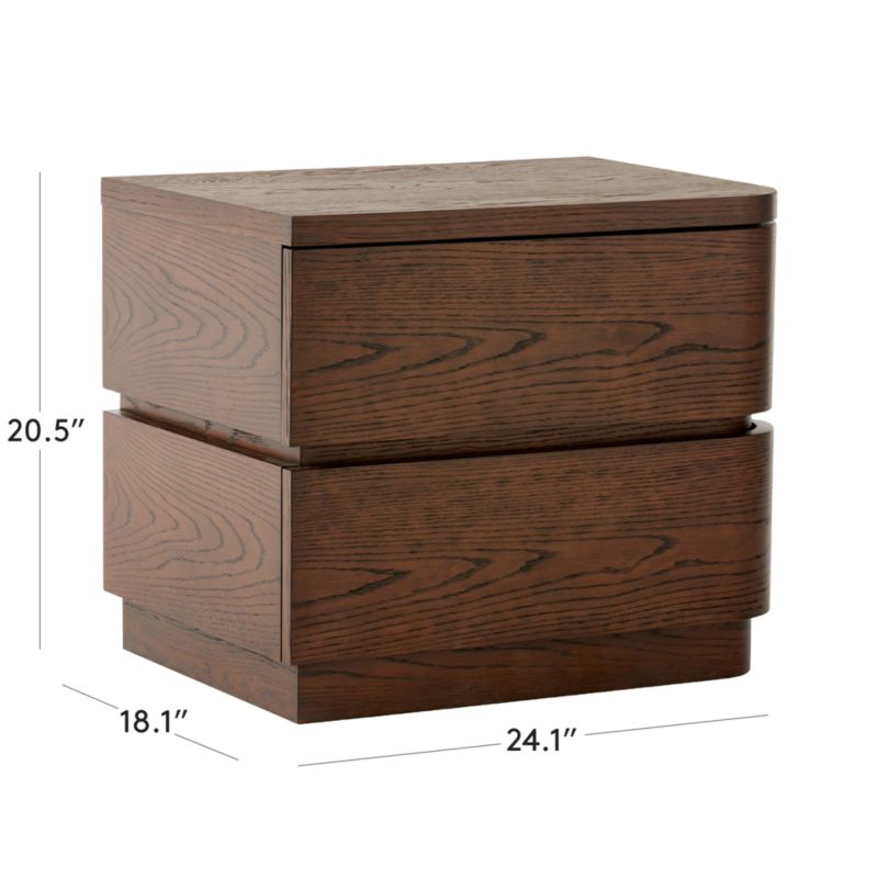 View Gavin 2-Drawer Oak Wood Nightstand Right - image 3 of 9