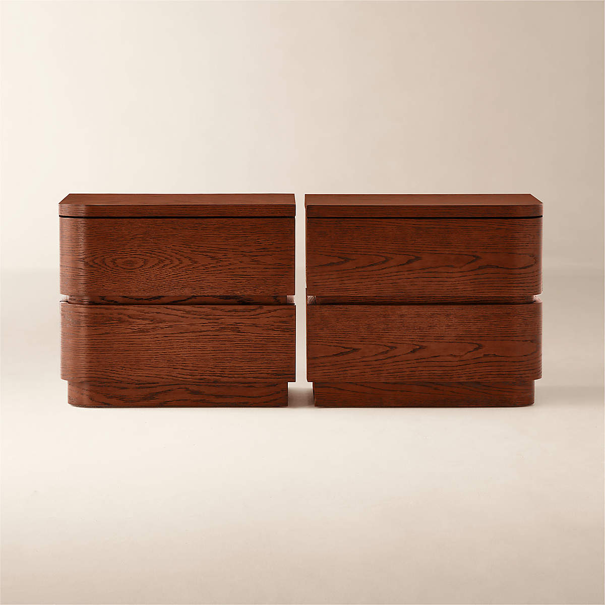 Gavin 2Drawer Oak Wood Left and Right Nightstands Set of 2 + Reviews