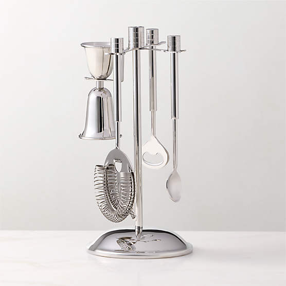 Genevieve 4-Piece Stainless Steel Bar Tools Set With Stand