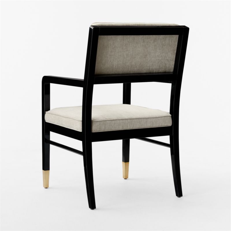 Genevieve Lacquered Wood and Sand Performance Velvet Upholstered Dining Armchair by goop - image 9 of 10