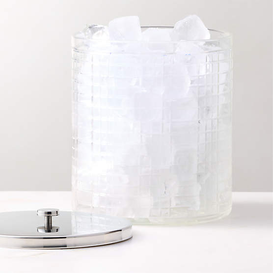Genevieve Stainless Steel And Glass Ice Bucket With Lid
