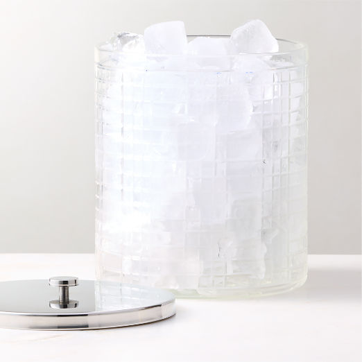Genevieve Stainless Steel And Glass Ice Bucket With Lid