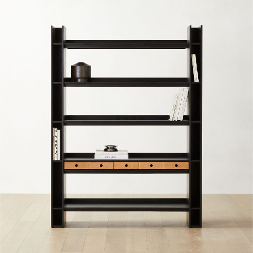 Genova Black Ebonized Oak Bookcase by Gianfranco Frattini