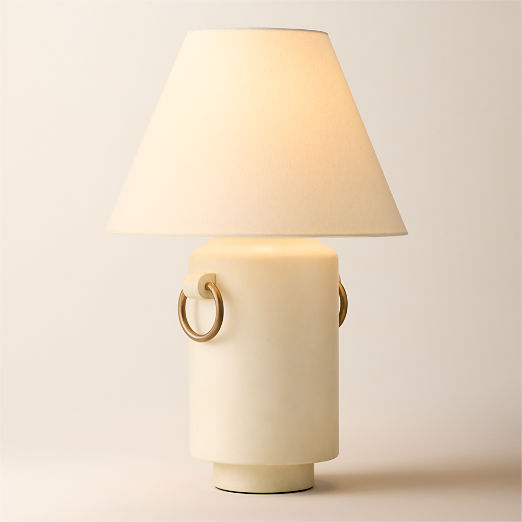 Georgie Vellum Table Lamp With Brass Rings 22.5"
