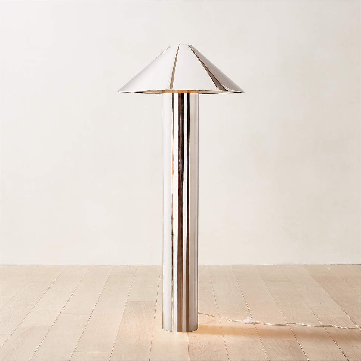Gigi Modern Polished Stainless Steel Floor Lamp + Reviews | CB2