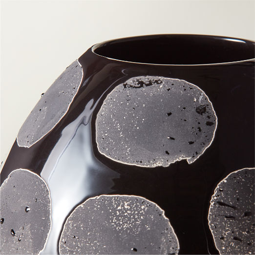 Gila Black Ceramic Spotted Vase with Reactive Glaze